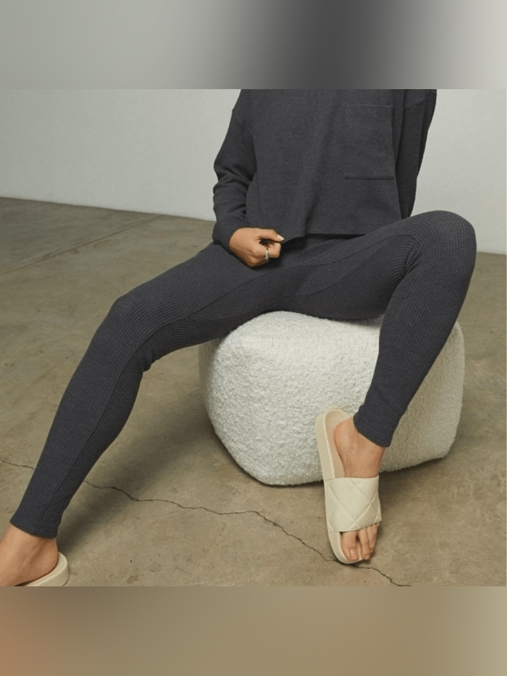 Lunya Restore Thermal Waffle Knit Leggings - Charcoal XS